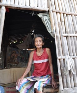 Francisca Guillen, a 79 yr-old social pensioner, in her out of shape abode made of bamboo.