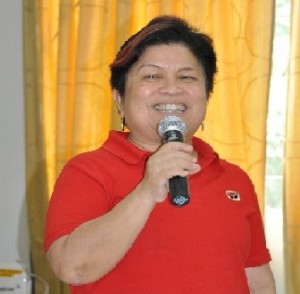 The amiable DSWD Secretary Corazon Soliman during the delivery of her message in Santa, Ilocos Sur.
