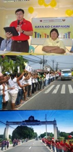 (Upper photo) DSWD FO1 Regional Director Marcelo Nicomedes J. Castillo providing an official statement during the Kaya Ko Campaign Launch in Dagupan City with Hon. Mayor Belen Fernandez. (Lower photo) Beneficiaries from La Union and Ilocos Norte patiently wait for the Motorcade in support to the recent launching.