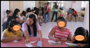 The girl-children residents in their non-formal education at the center.