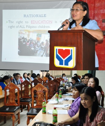 (Upper Photo) Regional Convergence Coordinator Virginia Sesay provides information on the Agsugpon Tayo Project aiming to be replicated by various LGUs with Local Social Welfare Officers and representatives listen.(Lower photo)