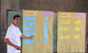 A Kalahi-CIDSS volunteer from Brgy. Batbato presents the criteria set by the BRTs.