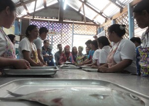 Bangus deboning orientation during the field visit for SLP Good Practices