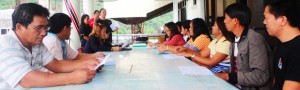 Bagulin Area Coordinator Rhodora Rulloda informs the LGU of Bagulin of the total households assessed per barangay and thanks them for their support in the Listahanan Project of DSWD-FOI.