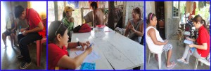 (From left to right) NHTU Statistician II Ryan Arbollente, NHTU Admin. Asst. III for Budget Sharon Lentija, and  NHTU Admin. Asst. III for Information Jaymante Pearl Apilado  assess households in Brgys. Davila and Naglicuan, Pasuquin, Ilocos Norte.
