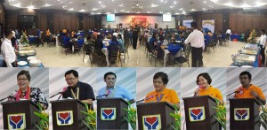 (Top photo) The venue of the Listahanan Regional Launching before the start of the program (Below photo from left) Listahanan National Deputy Project Director / DSWD Policy and Plans Group USec. Florita R. Villar, DSWD-FO1 Dir. Marcelo Nicomedes J. Castillo, Former Listahanan National Project Manager/DSWD-NCR Dir. Vincent Andrew T. Leyson, DSWD-FO1 Asst. Regional Dir. for Operations Marlene Febes D. Peralta, DSWD-FO1 Listahanan Focal Person/Policy and Plans Division Chief Anniely J. Ferrer, and DSWD-FO1 Listahanan Regional IT Officer Aristedeo V. Tinol    