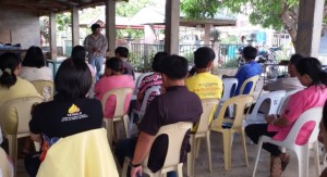 Kapitan Freddie shares inspiring words to  encourage his ka-barangays during a  Barangay Assembly.