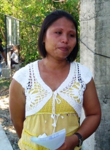 Crestie Navida expresses her gratitude to all her ka-barangays during the Turn-Over Ceremony of their completed subproject in San Miguel, Burgos, Pangasinan.