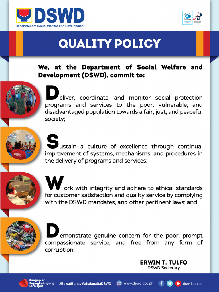 DSWD QUALITY POLICY DSWD Field Office I Official Website